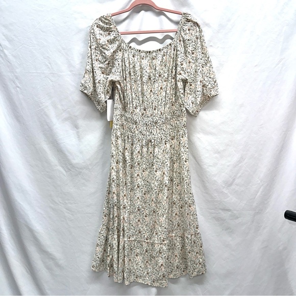 Nation Ltd NWT Fabia Shirred Floral Bohemian Cotton Midi Dress Size L - Picture 9 of 10